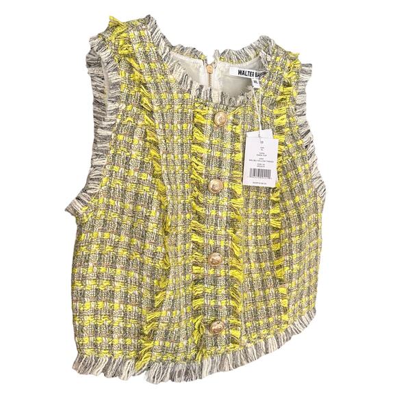 Walter Baker Dara Malibu Yellow Tweed Top XL - Picture 2 of 4